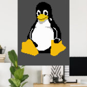 Linux Mascot | Linux-pinguïn | Tux in Pixel Art Poster (Thuiskantoor)