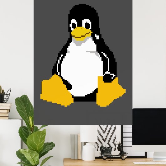 Linux Mascot | Linux-pinguïn | Tux in Pixel Art Poster (Thuiskantoor)