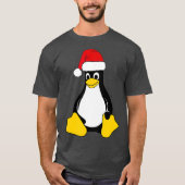Linux Mascot Tux the Penguin Santa Hat Nerd Geek T-shirt (Voorkant)