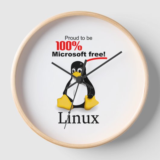 Linux Muur Klok met Tan Trim - Microsoft Gratis (Voorkant)