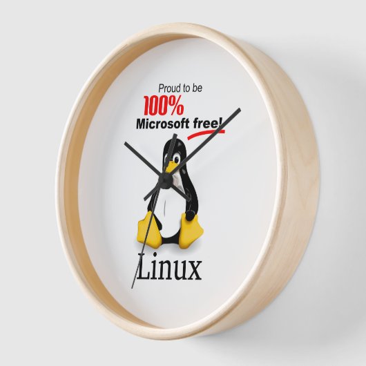 Linux Muur Klok met Tan Trim - Microsoft Gratis (Hoek)