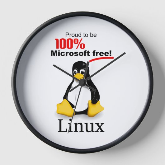 Linux Muur Klok met Zwarte Trim - Microsoft Gratis (Voorkant)