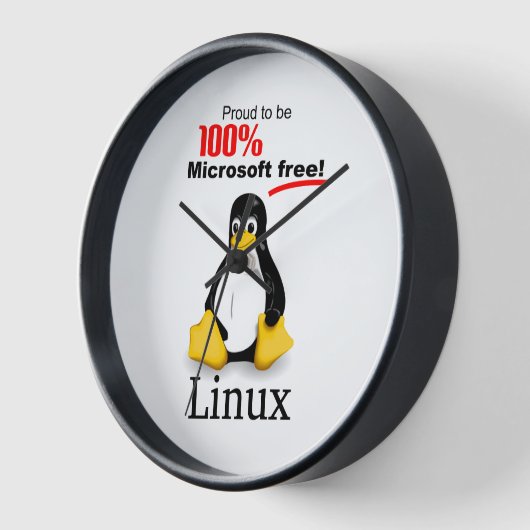 Linux Muur Klok met Zwarte Trim - Microsoft Gratis (Hoek)