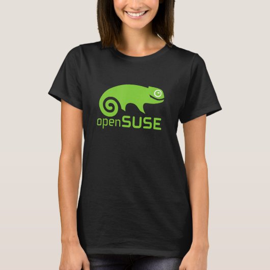 Linux openSUSE lover T-shirt met groene Logo Open (Voorkant)