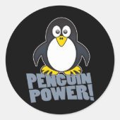 Linux Penguin Power Ronde Sticker (Voorkant)