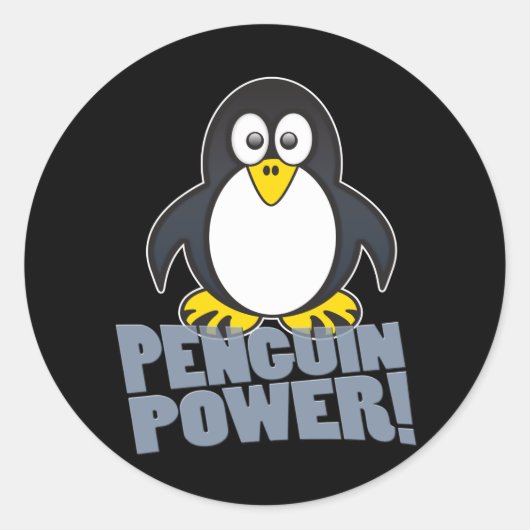 Linux Penguin Power Ronde Sticker (Voorkant)
