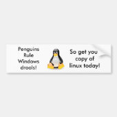 linux-pinguïn-tux bumpersticker (Voorkant)