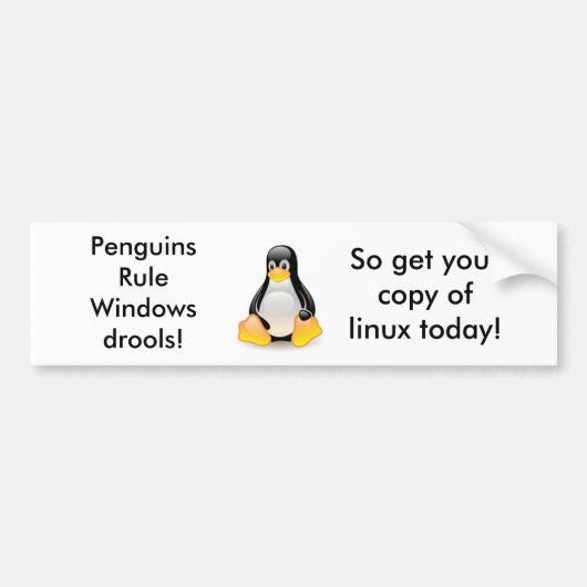 linux-pinguïn-tux bumpersticker (Voorkant)