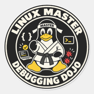 Linux Pinguïn Tux Fanart - Dojo Meester Ronde Sticker