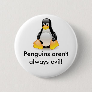 linux-pinguïn-tux ronde button 5,7 cm