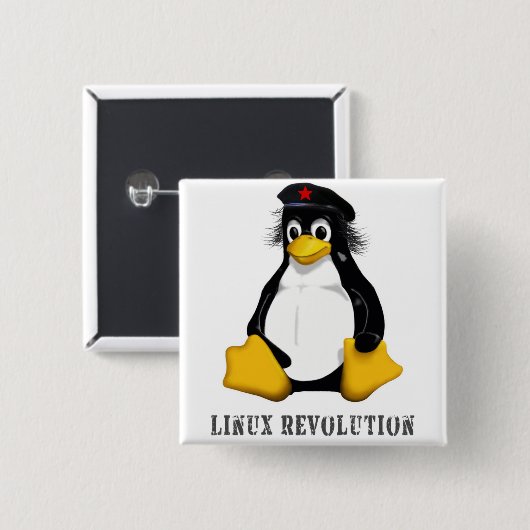 Linux-revolutie Vierkante Button 5,1 Cm (Voorkant /achterkant)