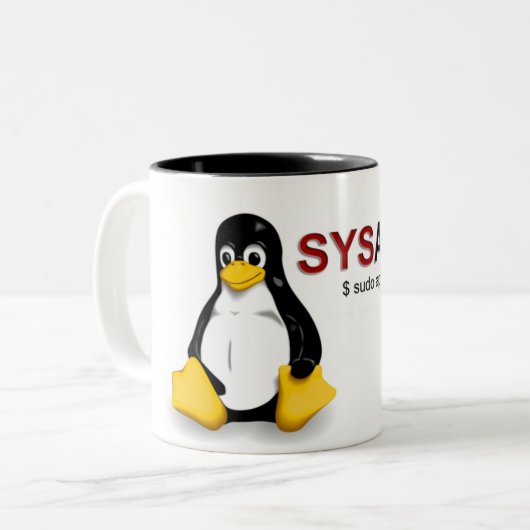 Linux Sys Admin Tweekleurige Koffiemok (Voorkant links)