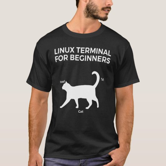 Linux-terminal voor startners Funny Cat T-shirt (Voorkant)