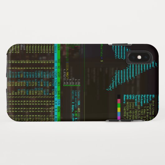 Linux/tmux/htop iPhone XS Max Hoesje (Achterkant (horizontaal))