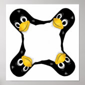 LINUX TUX 4 HOOFDEN POSTER (Voorkant)