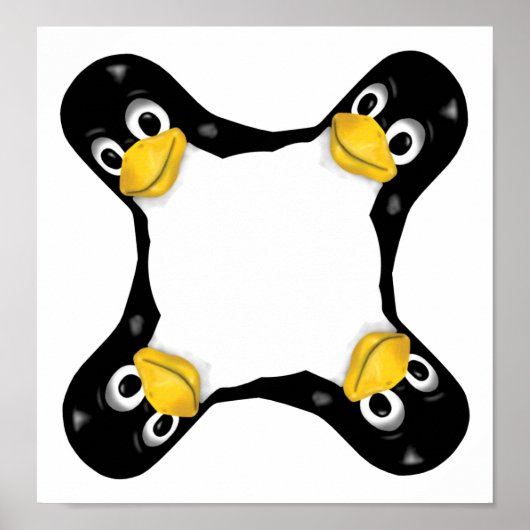 LINUX TUX 4 HOOFDEN POSTER (Voorkant)