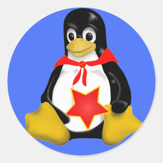 LINUX TUX COMMUNISTISCHE PARTIZAAN RONDE STICKER (Voorkant)