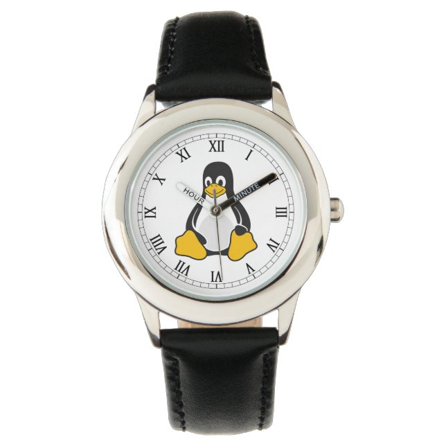 Linux Tux de Penguin Watch Horloge (Voorkant)