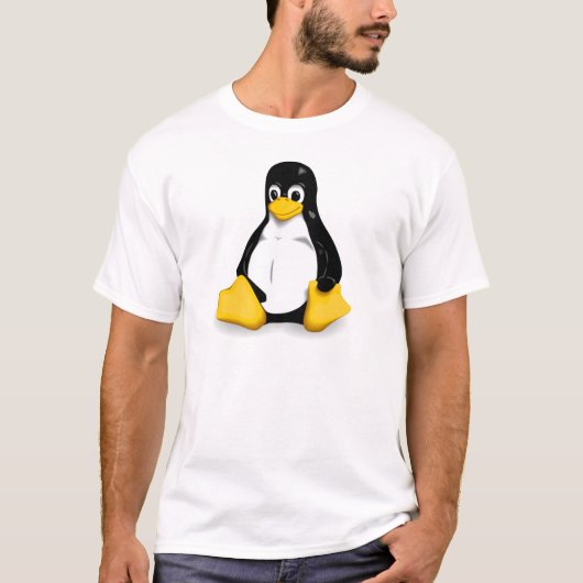 Linux Tux Mannen Tee Shirt (Voorkant)