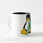 LINUX TUX PENGUIN FISH TWEEKLEURIGE KOFFIEMOK (Voorkant links)