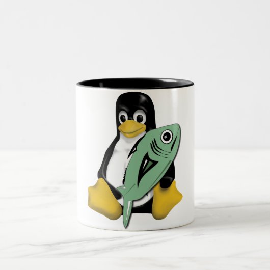 LINUX TUX PENGUIN FISH TWEEKLEURIGE KOFFIEMOK (Center)
