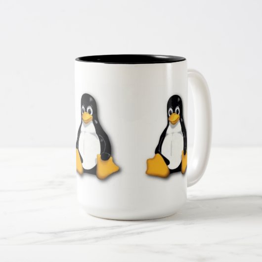 Linux Tux Penguin-Mok Tweekleurige Koffiemok (Voorkant rechts)