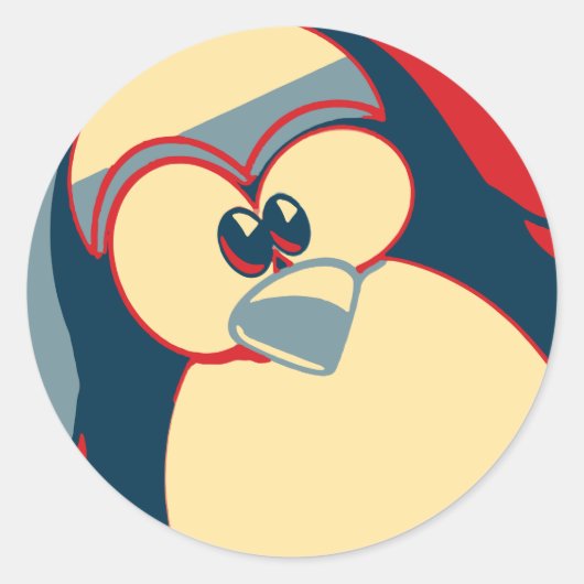 Linux Tux pinguïn Obama poster Ronde Sticker (Voorkant)
