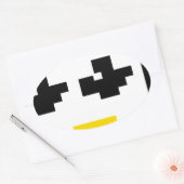 LINUX TUX PINGUÏN PIXEL GEZICHT OVALE STICKER (Envelop)