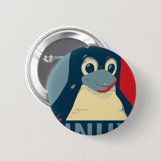 Linux Tux pinguin poster rood blauw Ronde Button 5,7 Cm (Voorkant /achterkant)