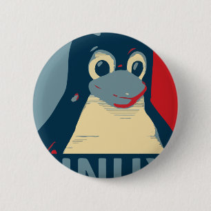 Linux Tux pinguin poster rood blauw Ronde Button 5,7 Cm