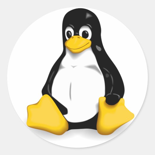 Linux Tux Ronde Sticker (Voorkant)