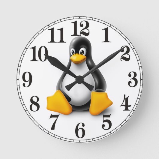 Linux Tux the Penguin Ronde Klok (Voorkant)