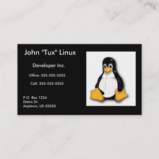 Linux Tux-Visitekaartje Visitekaartje (Voorkant)