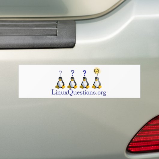 Linux-vragen Logo Bumpersticker (Op auto)