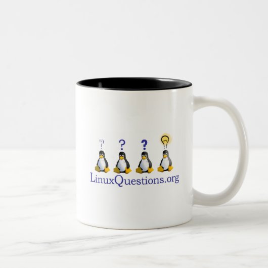 Linux-vragen Logo Tweekleurige Koffiemok (Rechts)