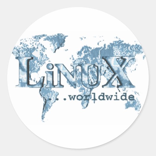 Linux wereldwijd ronde sticker (Voorkant)