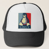 Linuxpinguïn klassiek obama poster trucker pet (Voorkant)