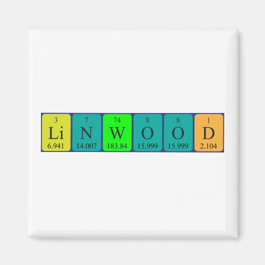 Linwood periodieke tabelnaam magneet (Voorkant)