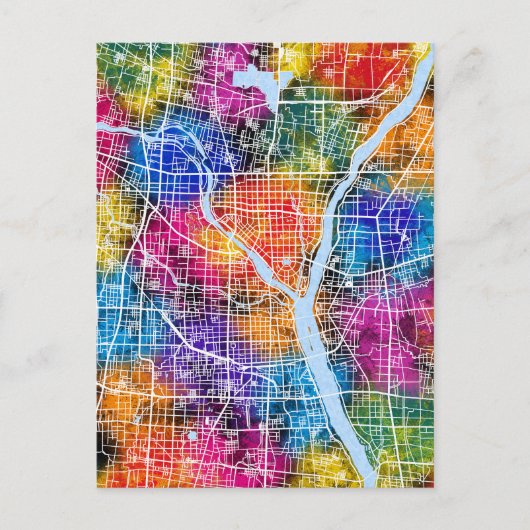 Linyi China Stadsplattegrond Briefkaart (Voorkant)