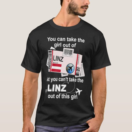Linz Boarding Pass Linz Girl Linz T-shirt (Voorkant)