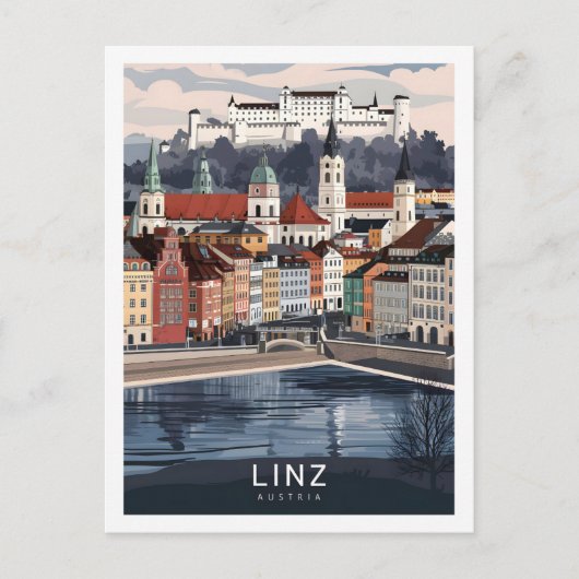 Linz Oostenrijk Beroemde Reisplaats Briefkaart (Voorkant)