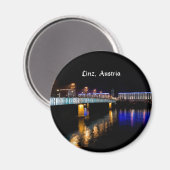 Linz, Oostenrijk 's nachts Magneet (Voorkant / Achterkant)