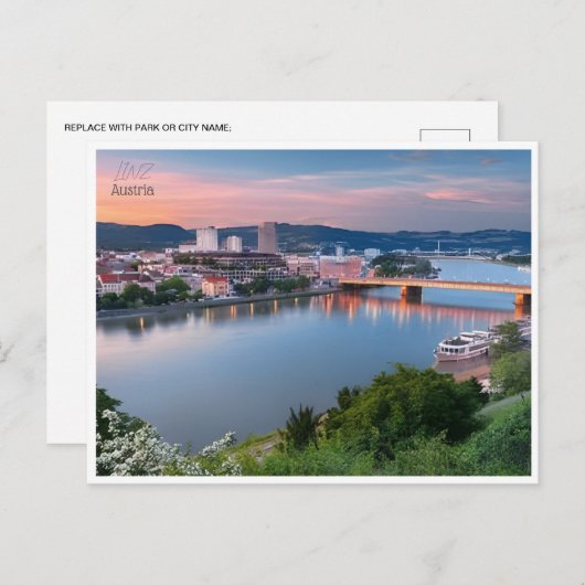 Linz Oostenrijk stad d'Autriche Reizen Briefkaart (Voorkant / Achterkant)