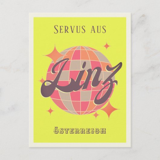 Linz Österreich Oostenrijk neon disco Briefkaart (Voorkant)