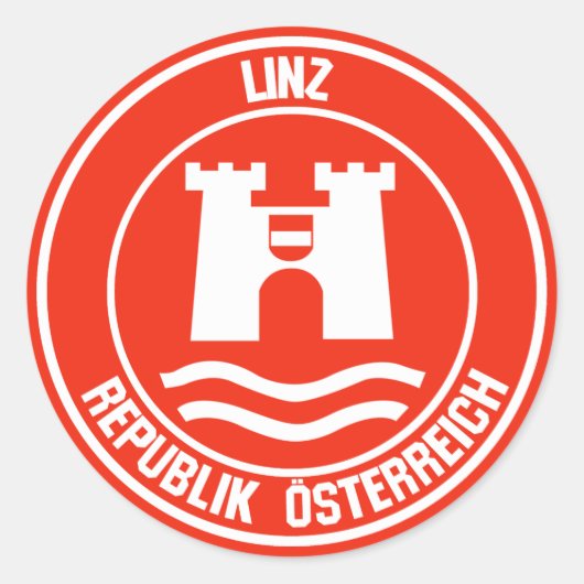 Linz Round Emblem Ronde Sticker (Voorkant)