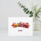 Linz skyline in watercolor briefkaart (Staand voorkant)