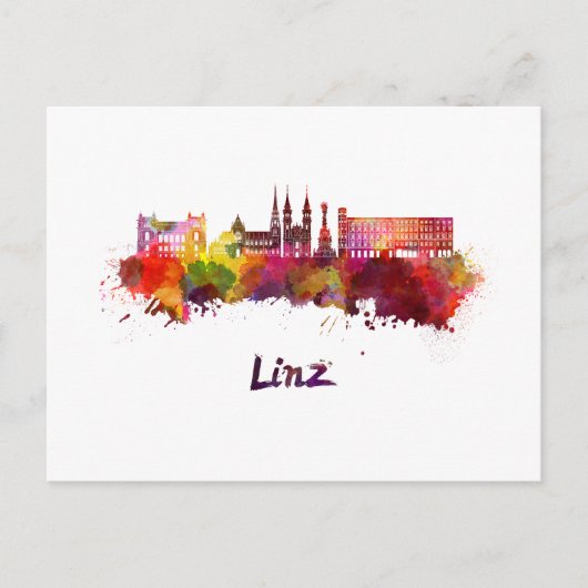 Linz skyline in watercolor briefkaart (Voorkant)