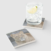 Lion 004 stenen onderzetter (Zijkant)
