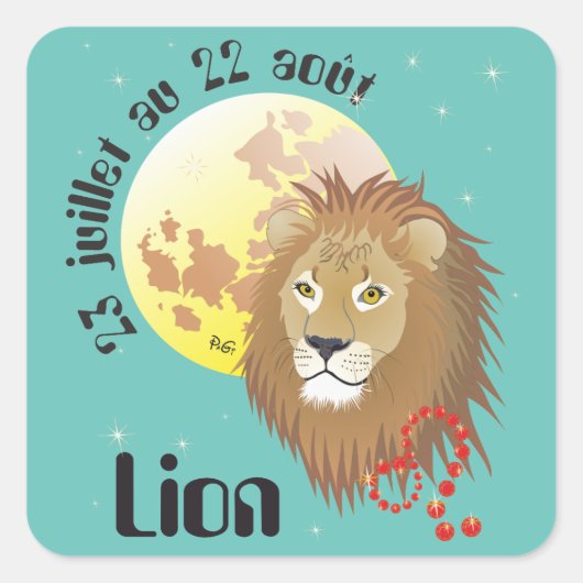Lion 23 juillet au 22 août Autocollants Vierkante Sticker (Voorkant)