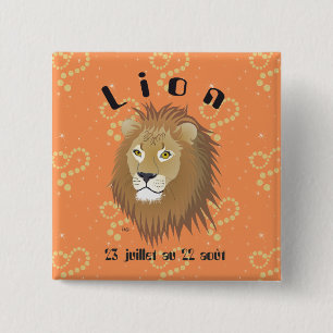 Lion 23 juillet au 22 août Boutons - Badges Vierkante Button 5,1 Cm